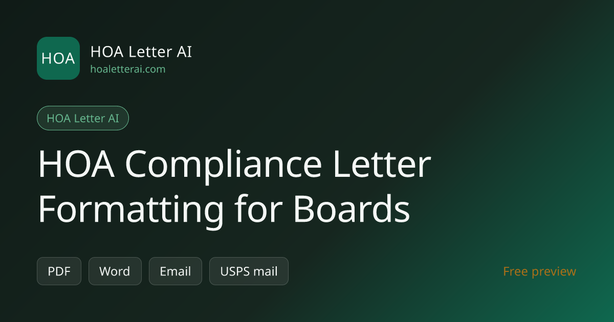 HOA Compliance Letter Formatting for Boards | HOA Letter AI
