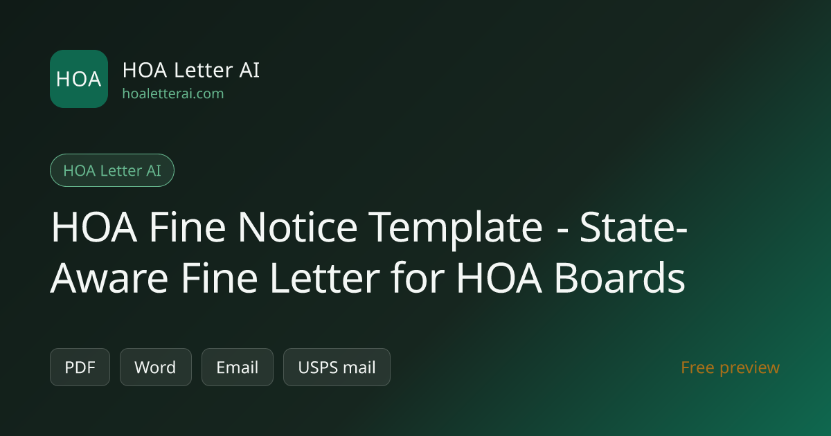 HOA Fine Notice Template - State-Aware Fine Letter for HOA Boards | HOA ...