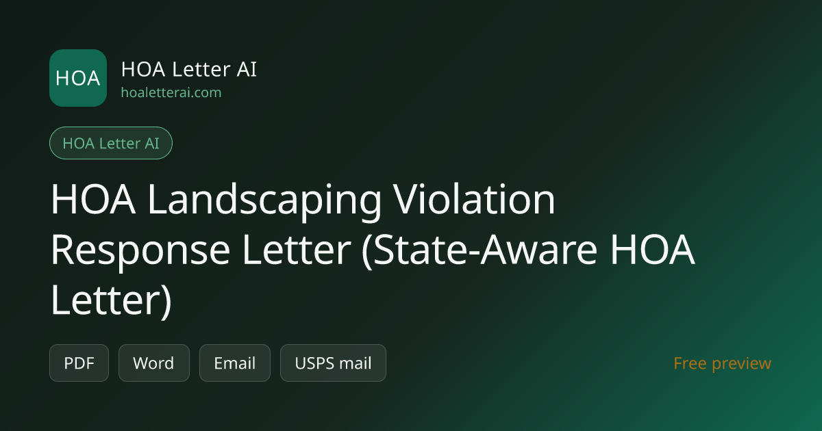 HOA Landscaping Violation Response Letter (State-Aware HOA Letter ...
