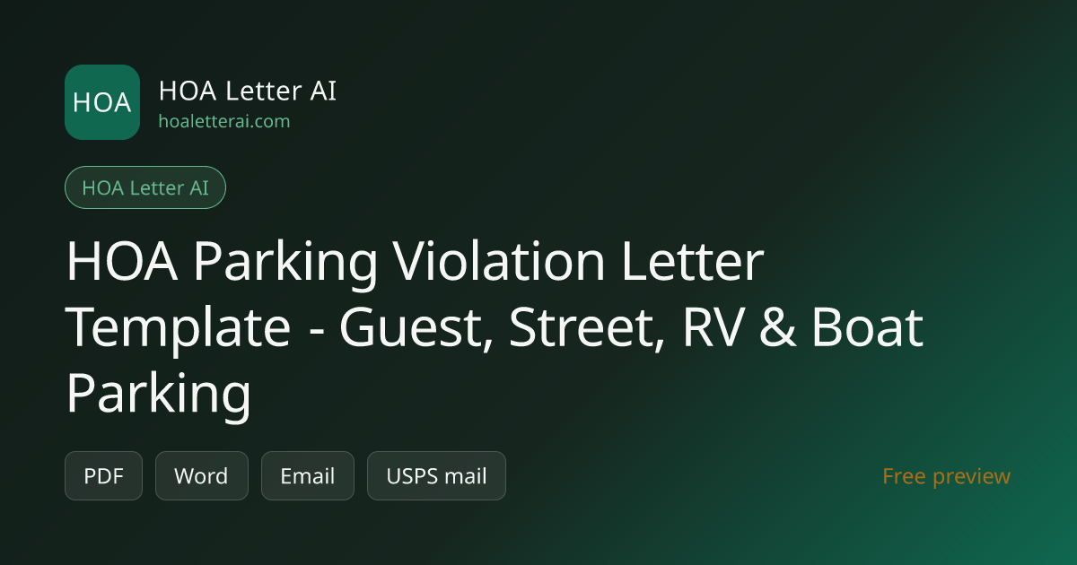 HOA Parking Violation Letter Template - Guest, Street, RV & Boat ...