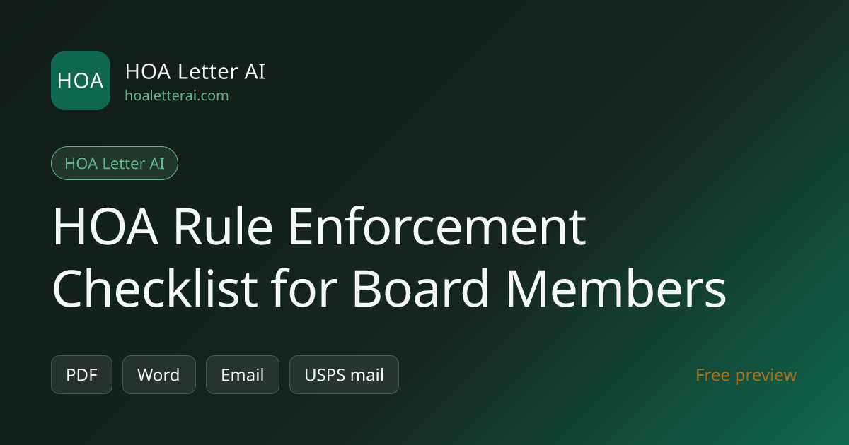 HOA Rule Enforcement Checklist for Board Members | HOA Letter AI