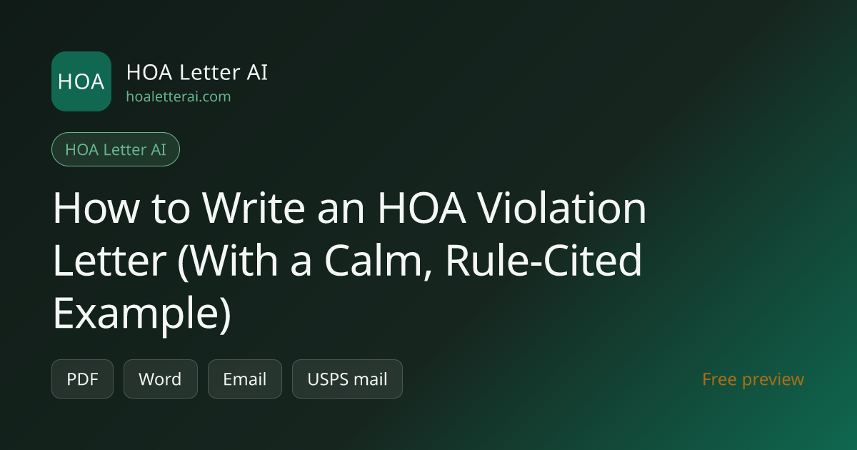 How to Write an HOA Violation Letter (With a Calm, Rule-Cited Example ...