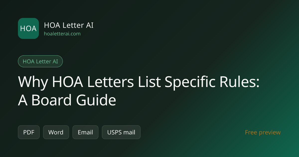 Why HOA Letters List Specific Rules: A Board Guide | HOA Letter AI